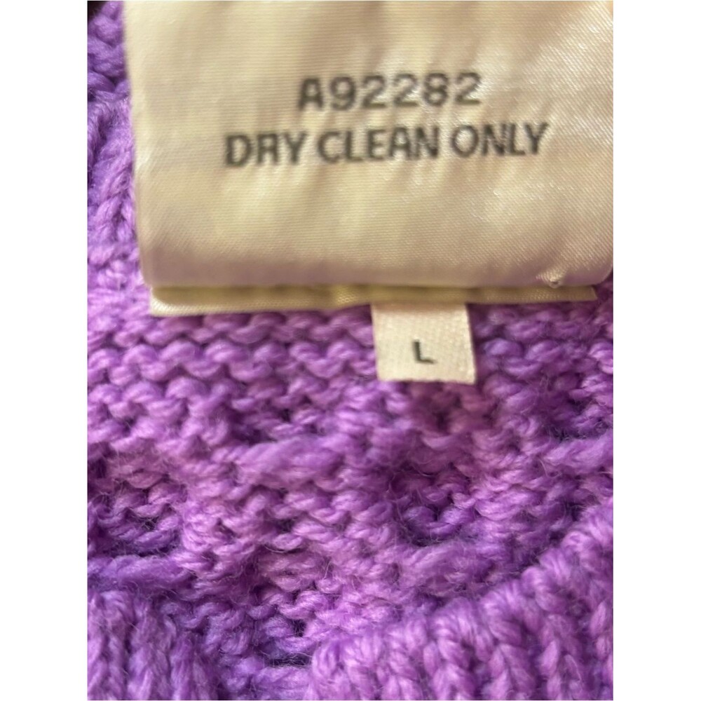 Kilronan Irish Merino Wool Aran Cable Knit Cardigan Sweater 3/4 Sleeves Orchid - Picture 10 of 10